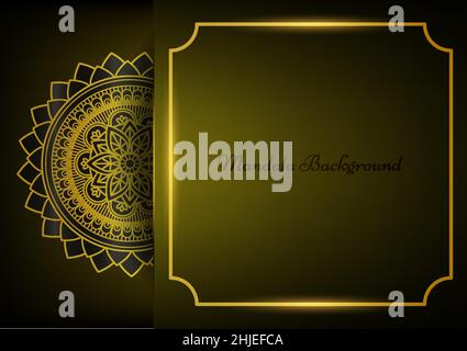 Art of traditional indian geometric. Mandala graphic background. Red and gold on shadow transparency. Ornament vector illustration with copy space con Stock Vector