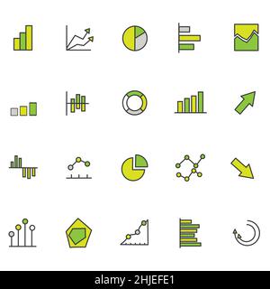 Set of business graph icon. Chart growth vector illustrator. Stock Vector