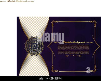 Art of traditional Indian geometric. Luxury mandala graphic template. Gold ornamental gradient blue, purple on shadow transparency background. Decorat Stock Vector