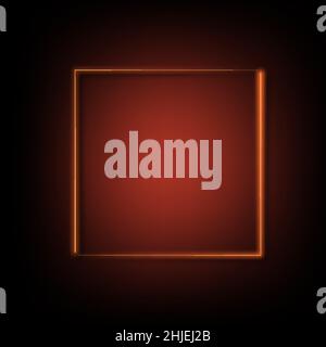 Neon border frame. Orange glowing isolated line on transperency with shadow background vector. Stock Vector