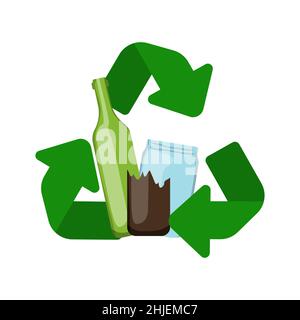 The glass recycle symbols set vector illustration. Stock Vector