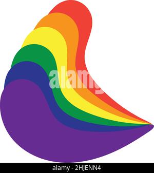 Vector graphics of an object created by combining and transforming a circle and a triangle. The colors used are a symbol of the LGBT community. Stock Vector