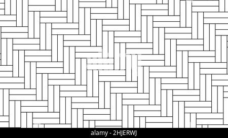 Herringbone floor. Diagonal texture. Black and white pattern. Vector illustration. Stock Vector