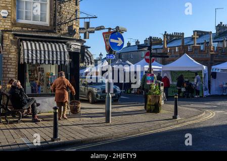 Market day at Kirkby Lonsdale in Cumbria Stock Photo
