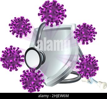 Protect Stethoscope Shield Vaccine Concept Stock Vector