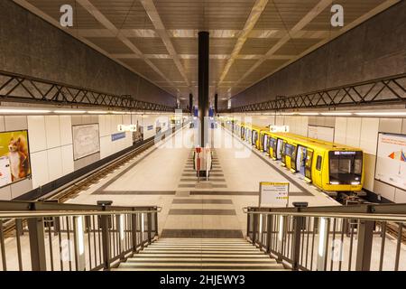 Berlin, Germany - April 22, 2021: Metro U-Bahn Underground Hauptbahnhof main station in Berlin, Germany. Stock Photo