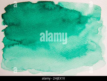 Emerald green handmade watercolor background gradient paint Stock Photo