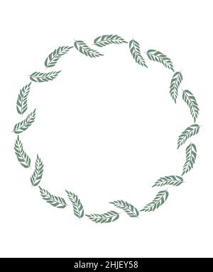 Round frame of leaf. Exotic leaves and plants, collected in a composition in a circle on a white background. Natural floral template . Postcard for Stock Vector