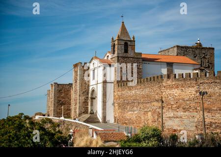 the Castelo de Mourao in the Town of Mourao in Alentejo in Portugal.  Portugal, Mourao, October, 2021 Stock Photo