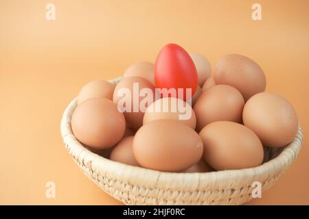 close up of eggs in a bowl. Stock Photo