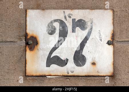 Close Up House Number 27 At Amsterdam The Netherlands 28-1-2022 Stock Photo