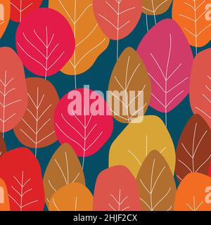 Colorful seamless pattern with trees on color background. Vector stock illustration for fabric, textile, wallpaper, posters, paper. Fashion print Stock Vector