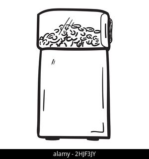 Hand drawn coffee grinder icon in doodle style isolated. Stock Vector