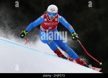 Garmisch Partenkirchen, Germany. 29th Jan, 2022. Alpine skiing: World Cup, downhill, women. Nadia Delago from Italy skis on the Kandahar. Credit: Karl-Josef Hildenbrand/dpa/Alamy Live News