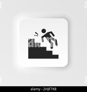 Accident, fall. Insurance icon - Vector. Insurance neumorphic style vector icon. on white background Stock Vector