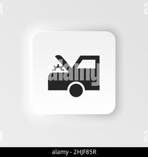 Car, check, service icon - Vector. Insurance neumorphic style vector icon. on white background Stock Vector
