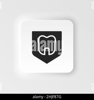 Dental, insurance, shield, tooth icon - Vector. Insurance neumorphic style vector icon. on white background Stock Vector
