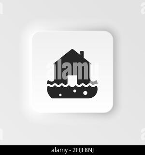 Fire, home, house, insurance, flood water icon - Vector. Insurance neumorphic style vector icon. on white background Stock Vector
