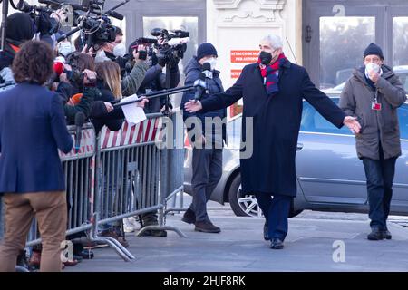 Rome, Italy. 29th Jan, 2022. Pierferdinando Casini arrives at Montecitorio Palace for the sixth day for election of the new President of Republic, on January 29, 2022 (Photo by Matteo Nardone/Pacific Press) Credit: Pacific Press Media Production Corp./Alamy Live News Stock Photo