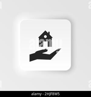 Hand, house, insurance, protection icon - Vector. Insurance neumorphic style vector icon. on white background Stock Vector