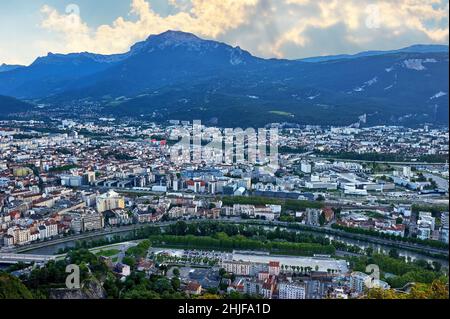 Panoramic view on Grenoble Stock Photo