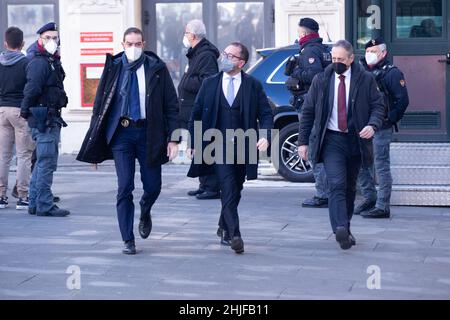 Rome, Italy. 29th Jan, 2022. Alfonso Bonafede arrives at Montecitorio Palace for sixth vote for election of the new President of Republic, on 29 January 2022 (Credit Image: © Matteo Nardone/Pacific Press via ZUMA Press Wire) Stock Photo