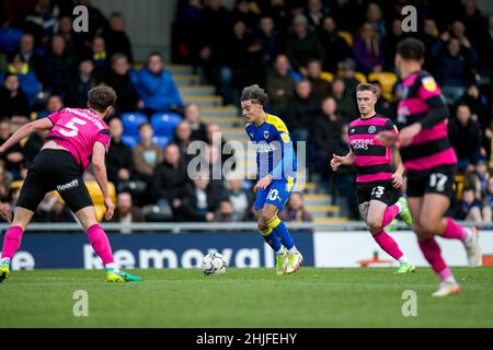 WIMBLEDON, UK. JAN 29TH Ayoub Assal of AFC Wimbledon controls the ball  during the Sky Bet League 1 match between AFC Wimbledon and Shrewsbury Town  at Plough Lane, Wimbledon on Saturday 29th