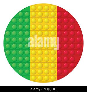 Glass light ball with flag of Mali. Round sphere, template icon. National symbol. Glossy realistic ball, 3D vector illustration. Trendy antistress Stock Vector