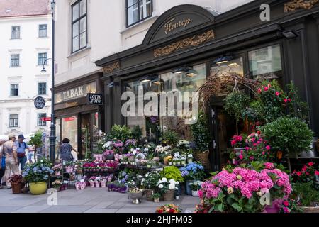 Flower shop on Stephansplatz in Vienna, Austria Stock Photo