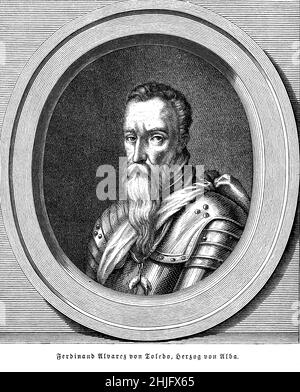 Portrait of Fernando Alvarez de Toledo, 3rd Duke of Alba  ( 1507 - 1582) general, diplomat and adviser of the kings of Spain Stock Photo