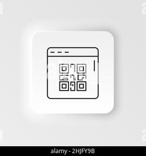 E-commerce neumorphic style vector icon QR code, web site, page outline vector icon icon set Stock Vector