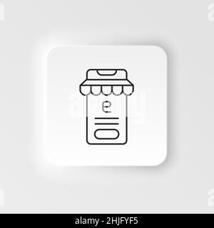 E-commerce neumorphic style vector icon smartphone, button, store outline vector icon icon set Stock Vector