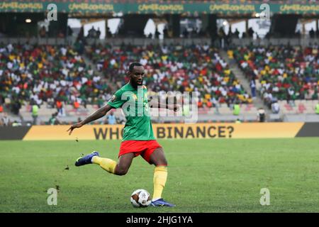 Cameroon, Douala, 29 January 2022 - Nicolas Moumi Ngamaleu of Cameroon during the Africa Cup on Nations Play Offs - Quarter-finals match between Gambia and Cameroon at Japoma Stadium, Douala, Cameroon 29/01/2022 Photo SF Credit: Sebo47/Alamy Live News Stock Photo