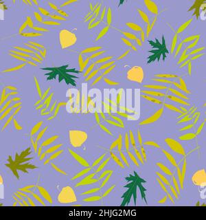 pattern golden autumn leaves of birch and ash and maple Stock Vector