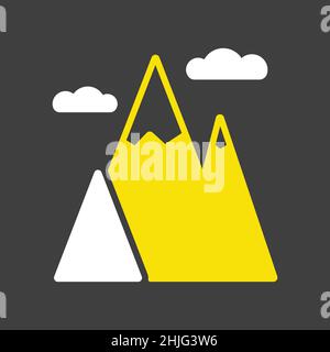 Mountains vector glyph icon. Nature sign. Graph symbol for travel and tourism web site and apps design, logo, app, UI Stock Vector