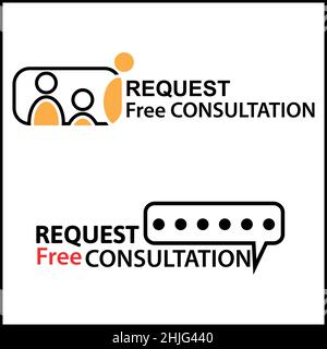 Request Free Consultation icon. people icon. Stock Vector