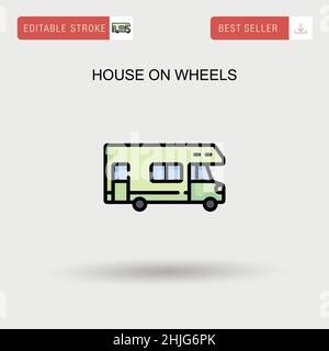 House on wheels Simple vector icon. Stock Vector