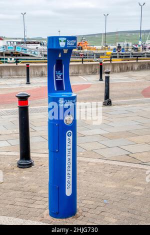 Scottish Water Top Up Tap in Lerwick providing free water refills, to save plastic bottle use. Stock Photo