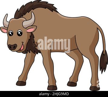 Wildebeest Cartoon Clipart Vector Illustration Stock Vector