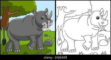 Rhino Coloring Page Vector Illustration Stock Vector