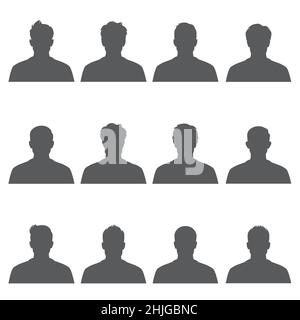 vector illustration of avatars, profile icon, head silhouette Stock Vector