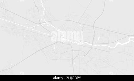 White and light grey Bydgoszcz city area vector background map, roads and water illustration. Widescreen proportion, digital flat design roadmap. Stock Vector