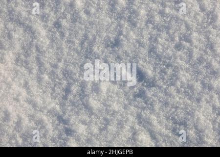 Texture of white snow on the ground. Stock Photo