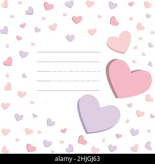 Design from multicolored hearts. Template for greeting card, sticker ...