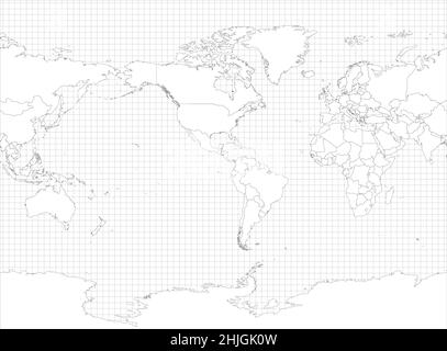 World simple outline blank map Stock Vector