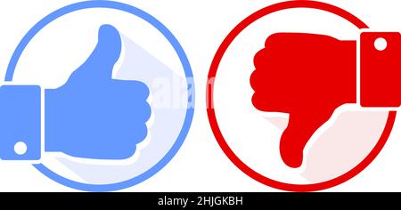 Like and dislike icon. Thumbs up and thumbs down. Mail Icon symbols for web site. Illustration, vector. Stock Vector
