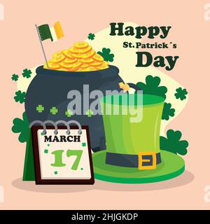 st patricks day cartel with items Stock Vector