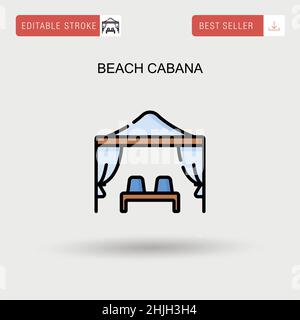 Beach cabana Simple vector icon. Stock Vector