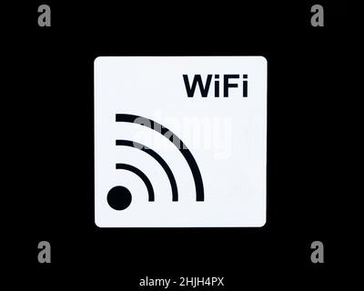 Wifi white square sign on dark background Stock Photo
