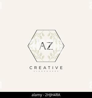 AZ Initial Letter Flower Logo Template Vector premium vector Stock Vector